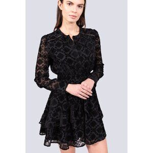 Allison New York Velvet Burnout Ruffle Mini Dress Whimsigoth Black Size XS
